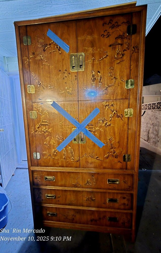 1970's Drexel Hertiage Chinoiserie Armoire 