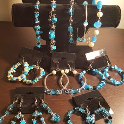 Lot of beautiful turquoise collection.  Includes 11 Items,  5 bracelet, 6 pairs of earrings,  all matching color and never used.  Please read and see 