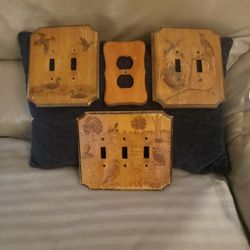 Vintage Wood Light Switch Plates ,& one for Outlet