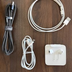 Apple Wired Ear Buds With Lightning Connector And Three Lightning Chargers
