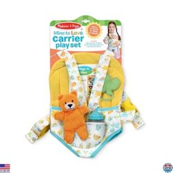 Melissa & Doug Mine to Love Baby Doll Carrier Play Set with Bear, Bottle, Rattle