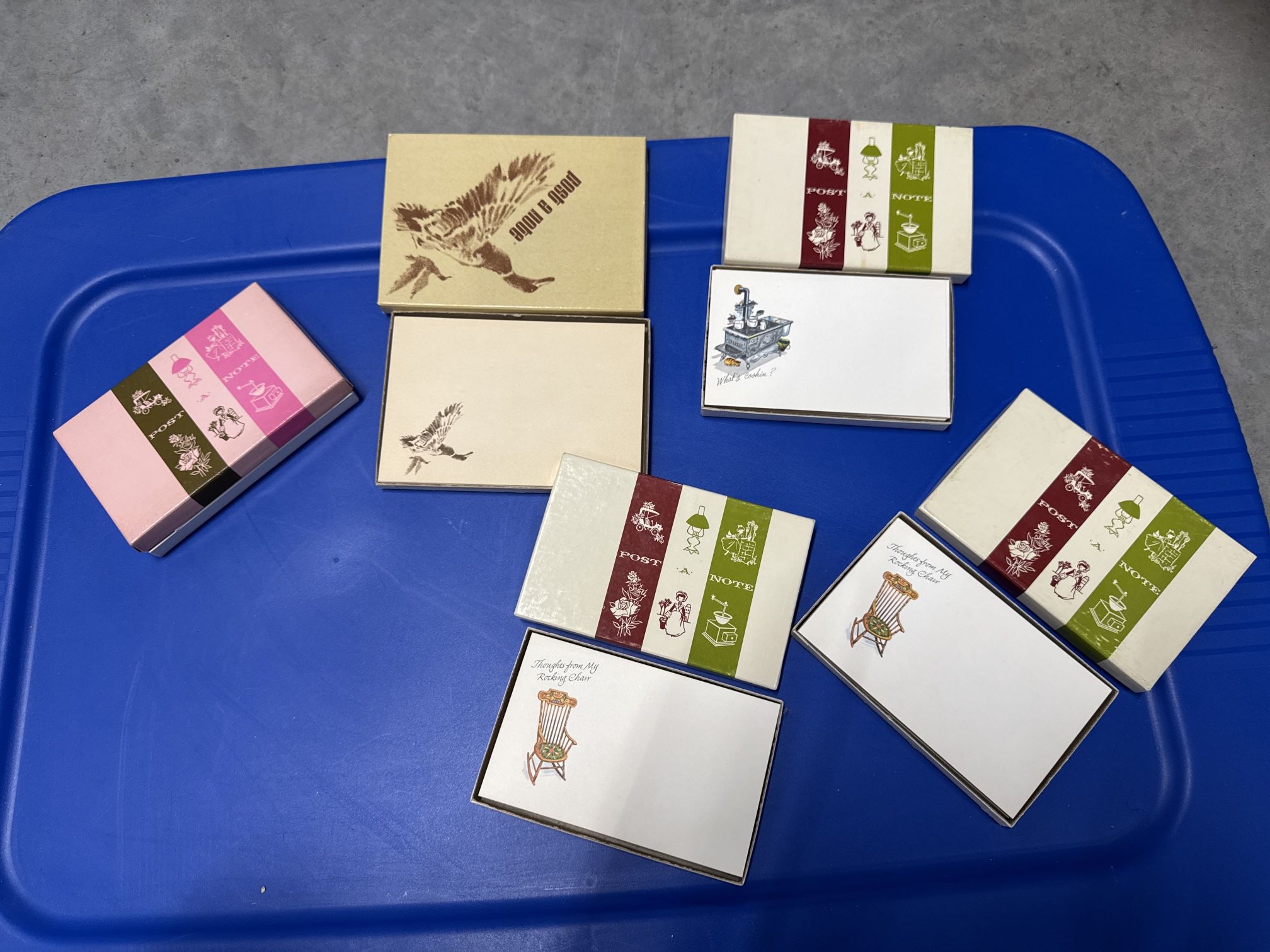 Vintage “Post-A-Note” Mini Greeting Cards – Lot of 8+ Boxes – Floral, Birds, Thank You & More