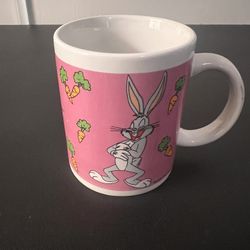 Vintage Gibson Bugs Bunny Coffee Mug Cup Warner Bros. 2002 Pink And White