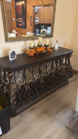 Dark brown steel table