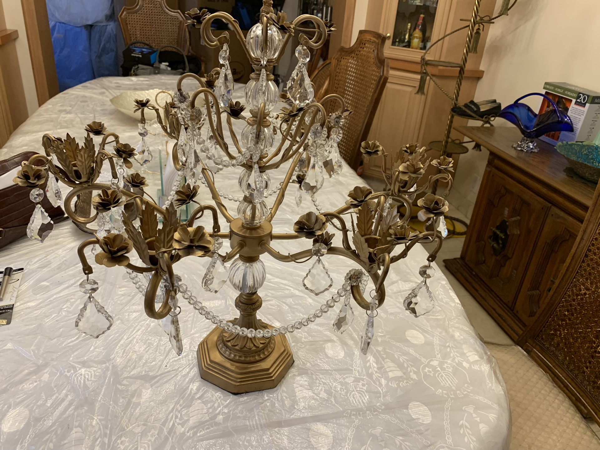 Brass Crystal Candelabra