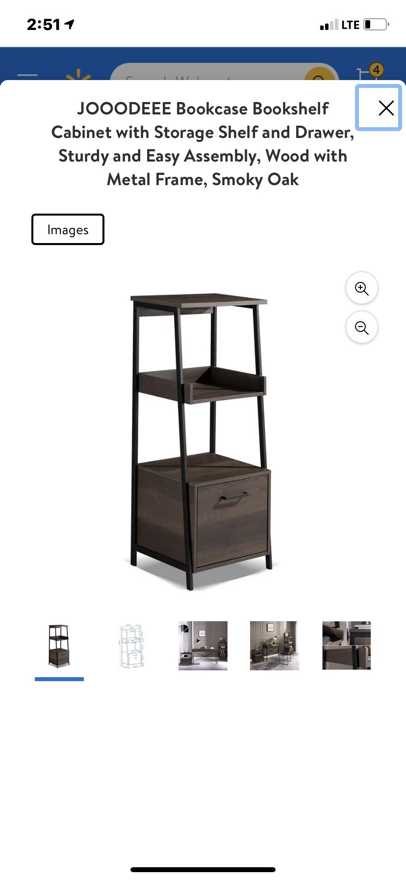 JOOODEEE Bookcase Bookshelf Cabinet with Storage Shelf and Drawer, Sturdy and Easy Assembly, Wood with Metal Frame, Smoky Oak