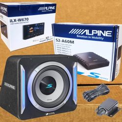 Alpine 12" Subwoofer LED Lights Mono Bass Amplifier Knob Control 7 Inch Touchscreen Stereo Package 🚨 Payment Options Available 🚨 No Credit Needed 🚨