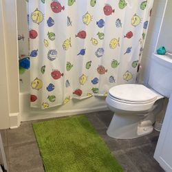 Kids Shower Curtain And Bath Mat 