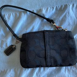 NEW Coach Wristlet Black Textile Material 