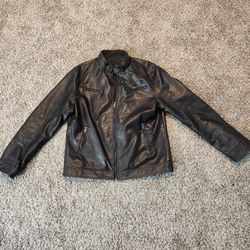 Black Leather Jacket Women's Large
