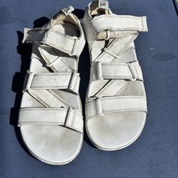 Women’s Size 7, Doc, Martens, Red Fine, Leather White Sandals