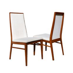 1960’s MCM Dillingham Solid Walnut High Back Dining Chairs (Set of 2)