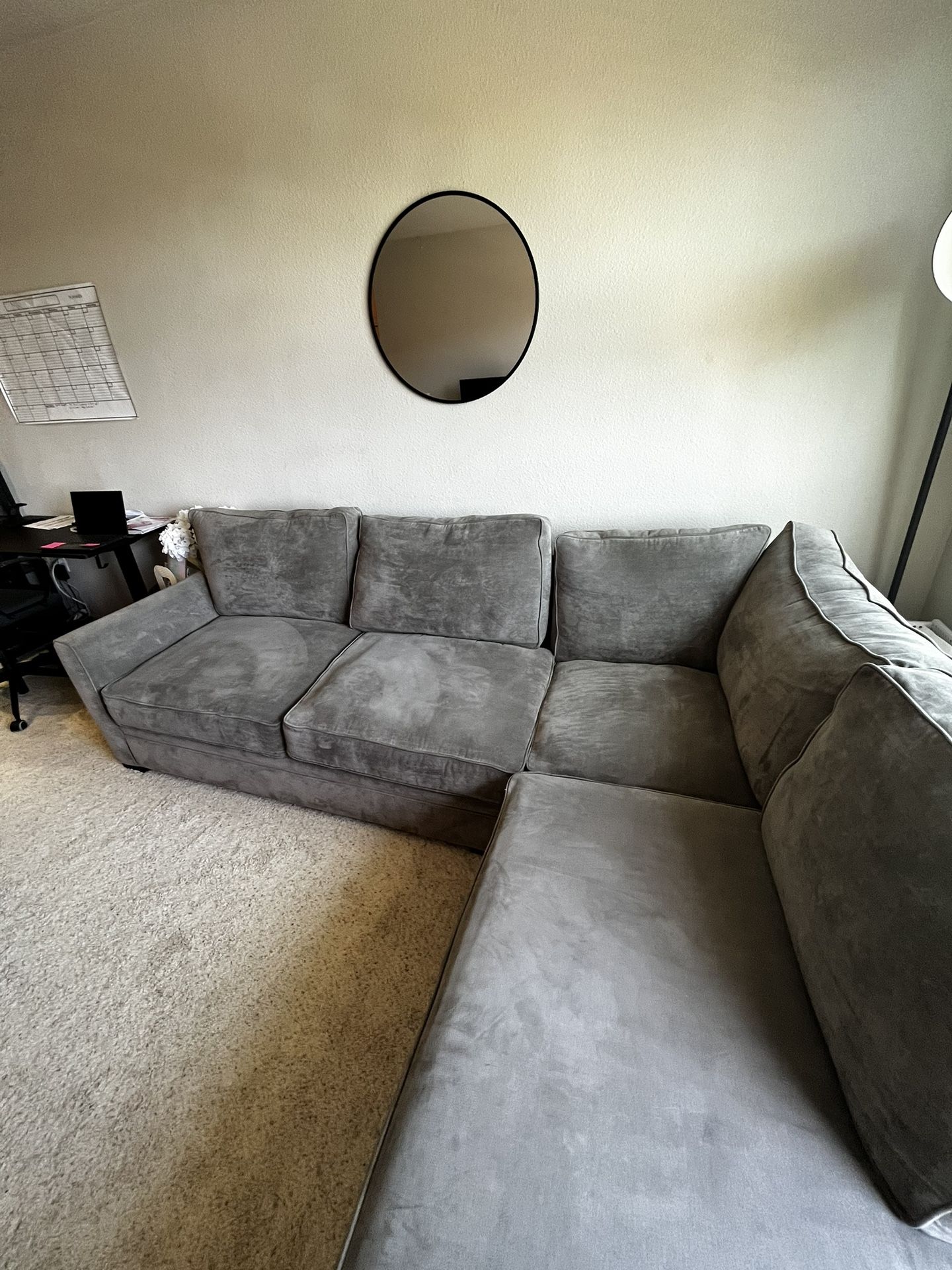 Full -L Shaped Couch W/ Queen Bed+Mattress Inside
