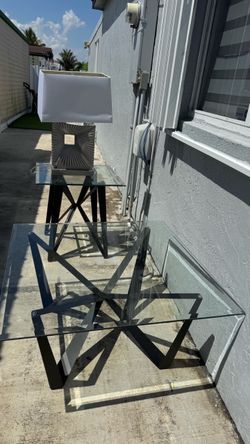 Glass Top Coffee and Console Table Set and lamp