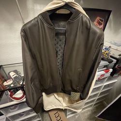 Louis Vuitton Leather Reversible Monogrammed Bomber Jacket 