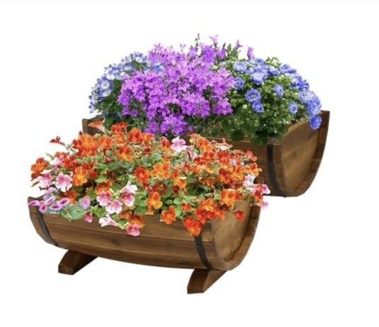 Set Of Wooden Planters