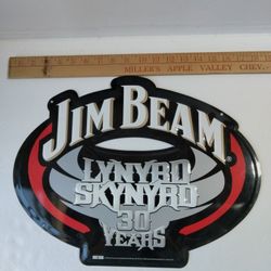 Vintage Jim Beam Lynyrd Skynyrd Metal Sign