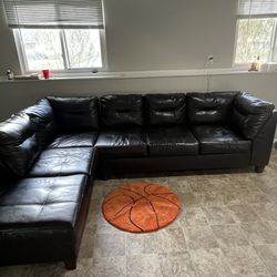 Black Leather Living Room Couch 