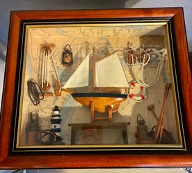 Vintage  Maritime  3D Diorama  SailBoat Nautical Shadow Box