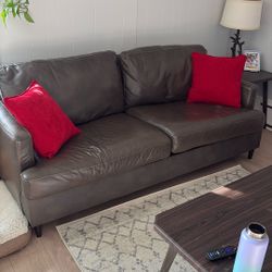 Faux Leather Brown Couch