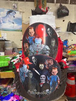 Killers from slasher movies pastel piñata