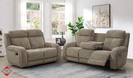 2pc sofa and loveseat brown 4 recliners