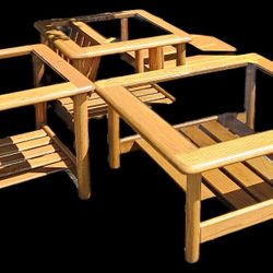 Solid Oak Coffee Table And End Tables