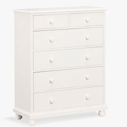 Pottery Barn, Catalina  Dresser, High Quality  WOOD chest 6 drawers, Used, White