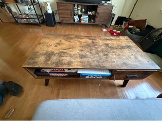 Mid-Century Modern Coffee Table - Rustic Oak/Industrial Style