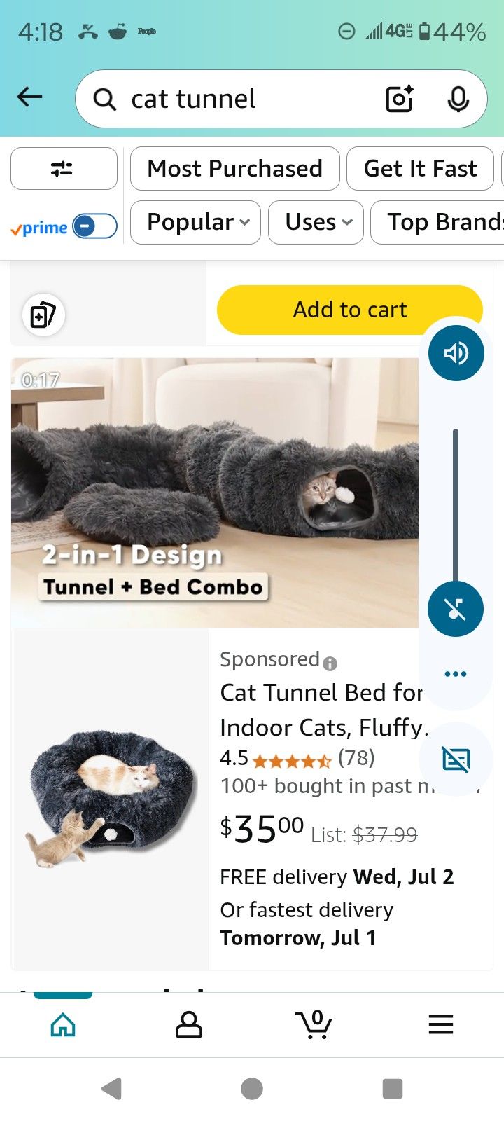 Cat Tunnel Bed 