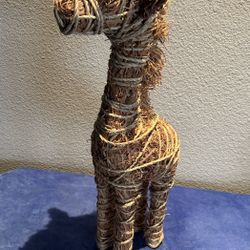 Handmade Rattan Giraffe Sculpture Natural Materials 
