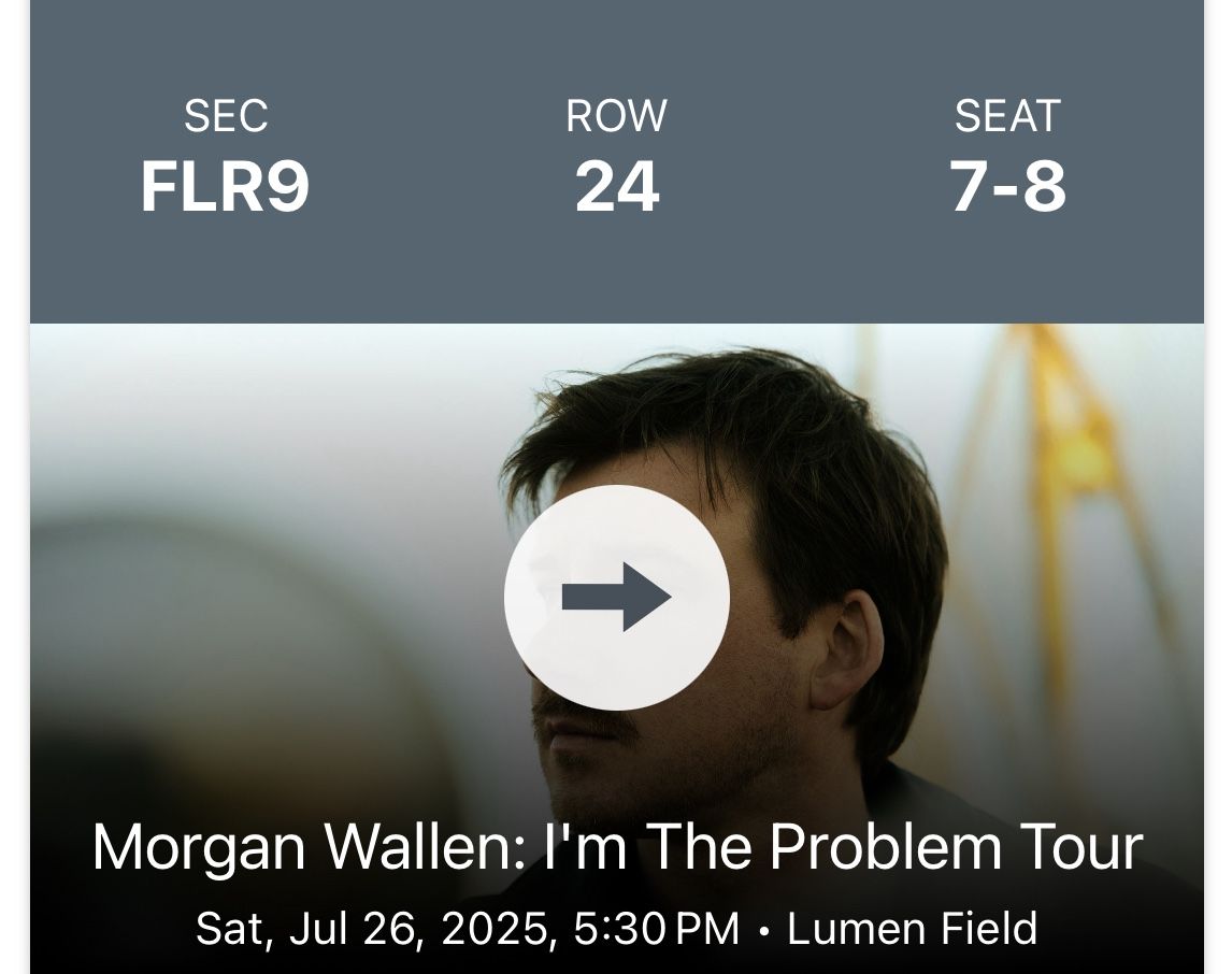 Morgan Wallen Concert Tickets Sat (7/26) 3-Floor Seats