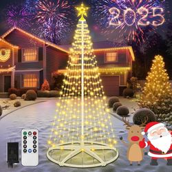 Smart Lighted Christmas Tree, 8.1 F LED Prelit Warm Cone Tree Lights With Remote 