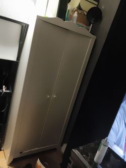 White Two-Door Wardrobe Cabinet