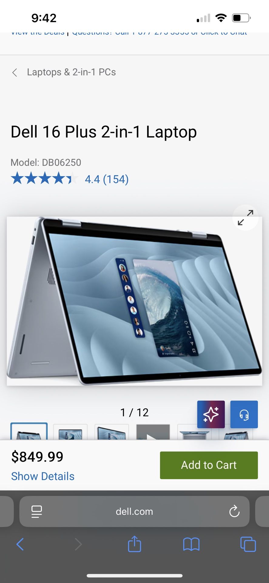 Dell Inspiron 16 2-in-1 Touchscreen Laptop