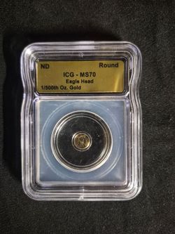 ICG MS70 Eagle Head 1/500th oz Gold Round
