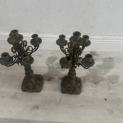 Vintage Brass Candelabra Pair