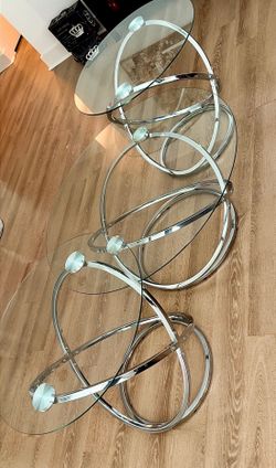 Chrome & Glass Tables (3-piece Set)