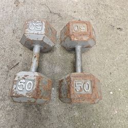 50lbs Cast Iron Dumbells 