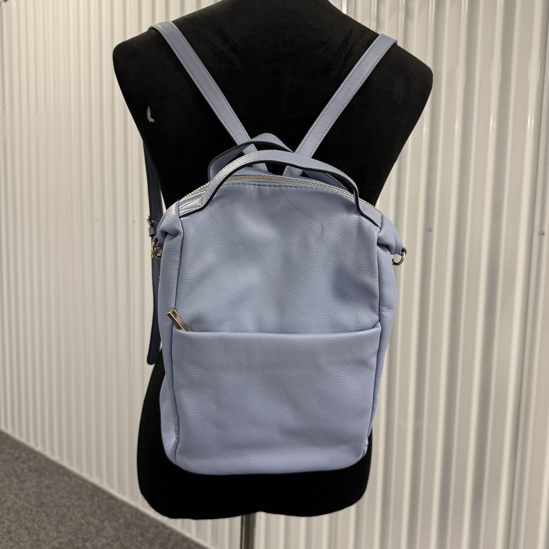 A New Day Blue Small Pebbled Faux Leather Backpack