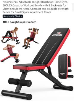 Like New Adjustable Weight Bench – 660 lb Capacity – Folding