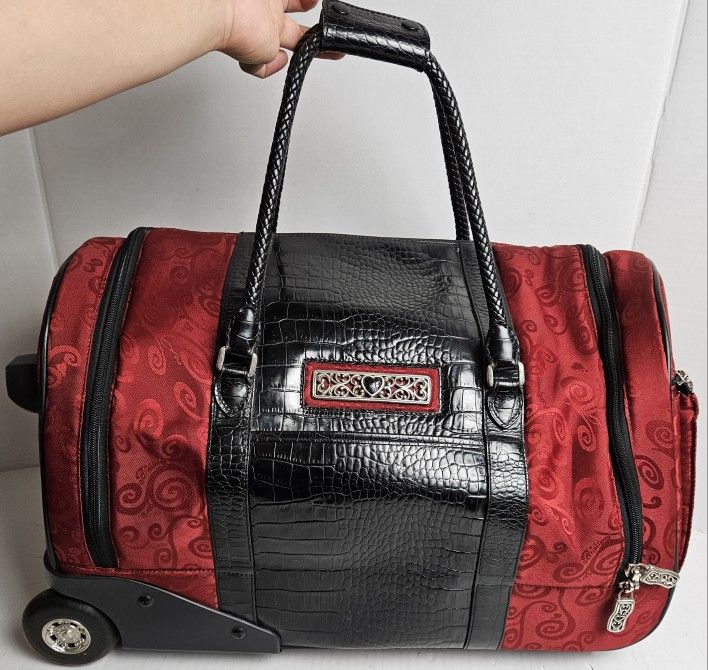 Brighton Luggage Black and Red 20" Weekender Rolling Duffel Carry-On