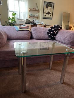 Glass and chrome coffee table
