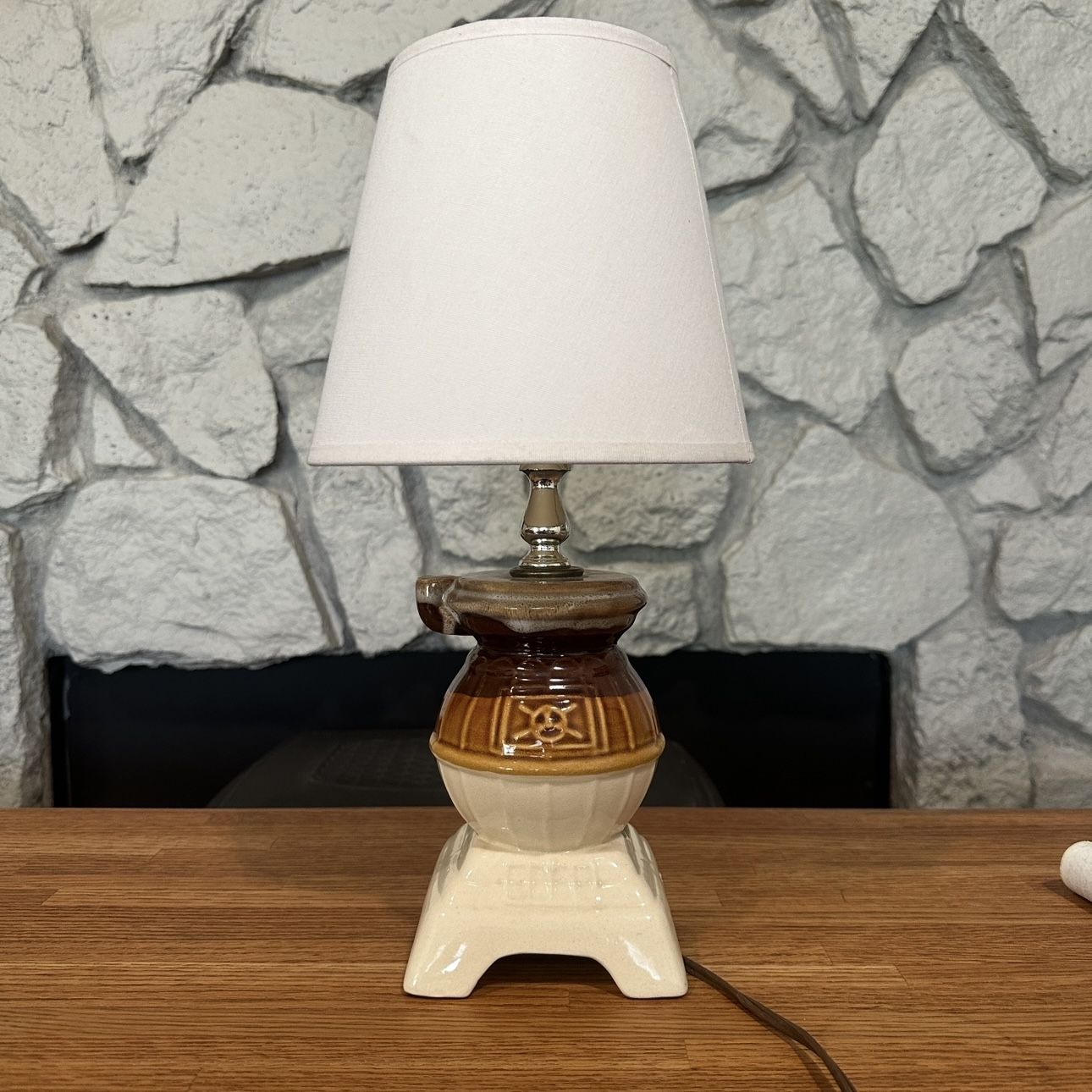 Vintage MCM Ceramic Pot Belly Stove Lamp - Literally One of a Kind