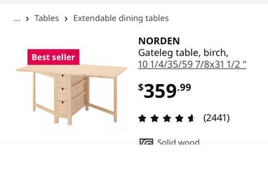 Delivery Available /  IKEA Norden Gateleg table