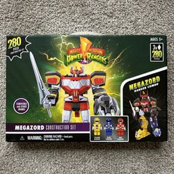 MIGHTY MORPHIN POWER RANGERS MEGAZORD CONSTRUCTION SET YELLOW BLUE RED RANGER 280 PIECES NEW