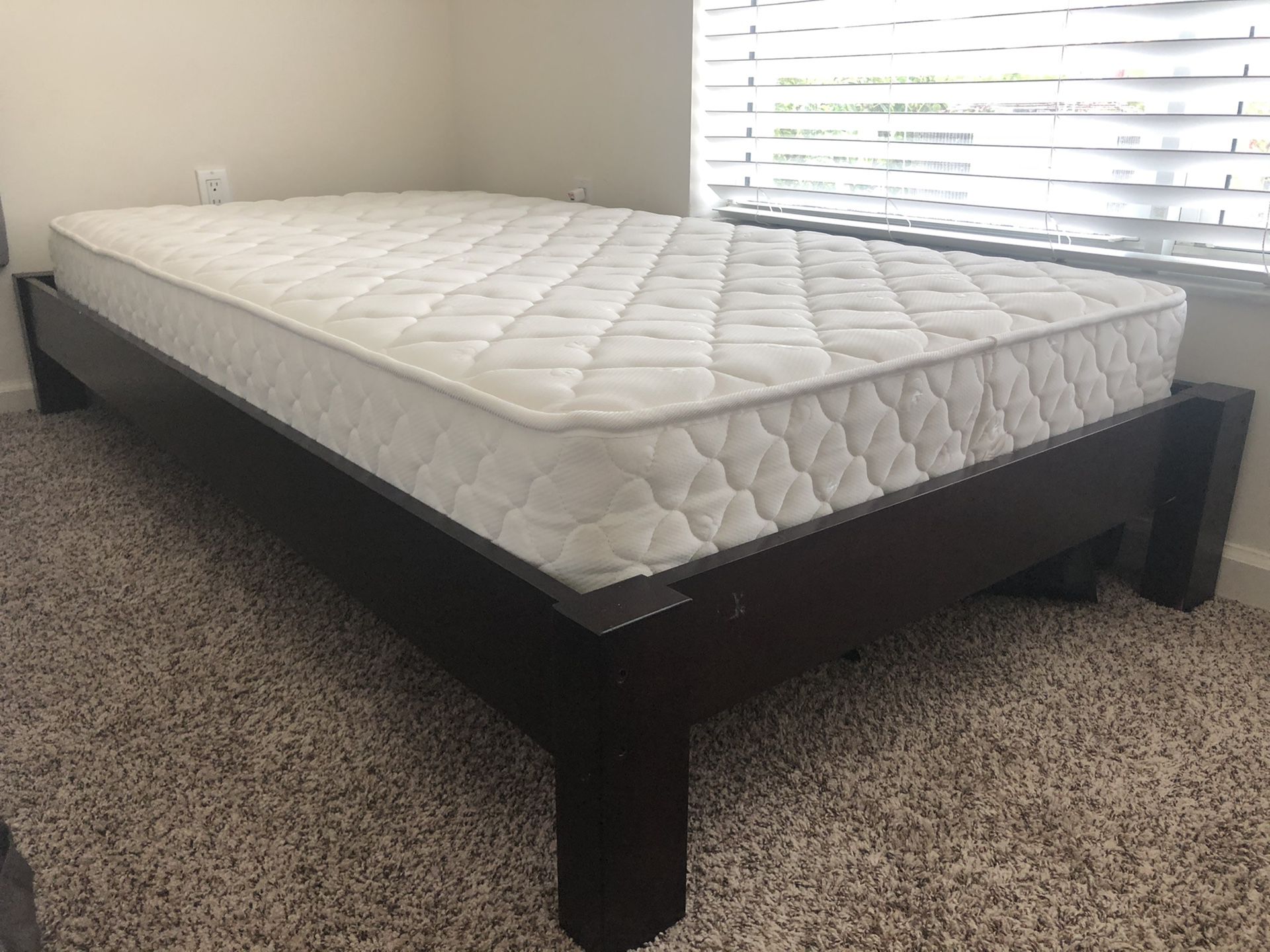 Two Twin bed with mattress, wood base, great condition, used only 6 months