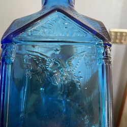 Vintage Blue Glass Apothecary Bottle