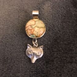 Silver Fox with Map of his Journey Pendant Winter Jewelry🦊