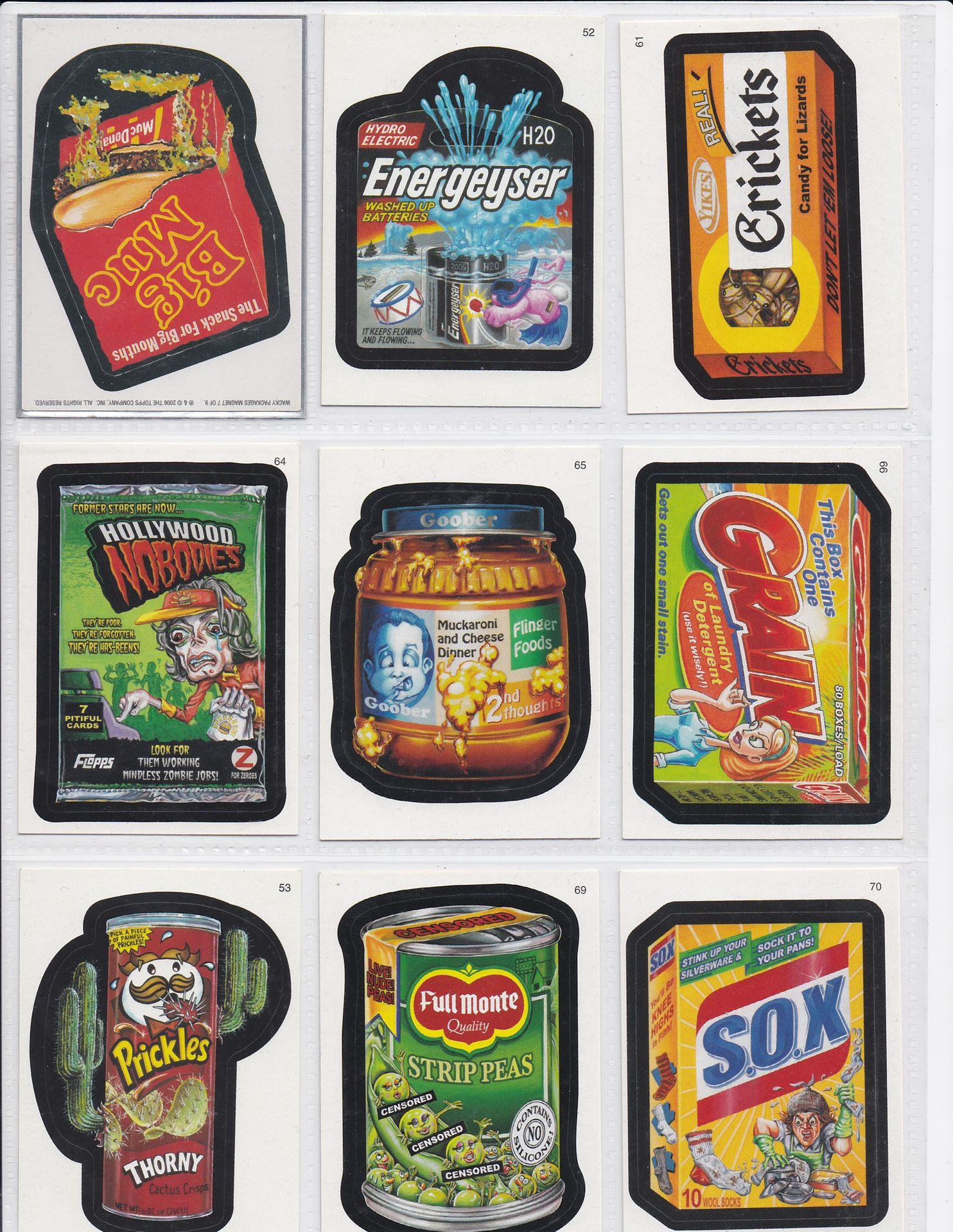 Wacky Packages 9 Mint Condition Stickers 2007